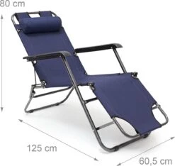 Relaxdays Ligstoel Inklapbaar - Ligbed Met Hoofdsteun - Strandstoel Verstelbaar - Camping - Donkerblauwe -Tuin Verkoop 1200x1135 1