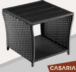 Casaria Polyrattan Bijzettafel - WPC Tafelblad 45x45x40cm – Zwart -Tuin Verkoop 1200x1138 2