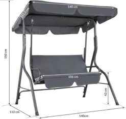 Merkloos Casaria Hollywood Schommel - Antraciet - Incl. Zonnekap -Tuin Verkoop 1200x1139 2