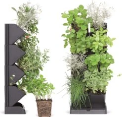 Prosperplast Verticale Kruidentuin Kunststof - Staand/hangend - Modulair - Antraciet Grijs - L 20 X B 11 X H 48 Cm - Incl. Kruidenschaar -Tuin Verkoop 1200x1146 12