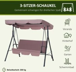 Outsunny Hollywoodschommel 3-zits Tuinschommel Schommelbank Met Dak 3 Kleuren 84A-054 -Tuin Verkoop 1200x1147
