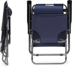 Relaxdays Ligstoel Inklapbaar - Ligbed Met Hoofdsteun - Strandstoel Verstelbaar - Camping - Donkerblauwe -Tuin Verkoop 1200x1148 3