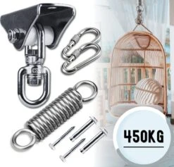 LFSY - Ophangsysteem - Universele Plafondhaak - Hangstoelen Binnen & Buiten - Ophanghaak – Bokszakken - Verandastoel - Zware Veer - RVS – 450kg – M8