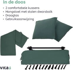 Vita5 XXL Hangstoel | Binnen&Buiten Hangnest | Incl. 2 Kussens En Boekenvak | Volwassenen&Kinderen | Hangmatstoel Tot 225kg | Donkergroen -Tuin Verkoop 1200x1152 1