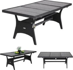 Casaria Polyrattan Tuintafel - WPC Tafelblad 190x90x74 Cm – Zwart -Tuin Verkoop 1200x1154 1