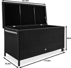 Casaria Wicker Opbergbox - Waterdicht 121,5cm Met Wielen - Grijs -Tuin Verkoop 1200x1162 4