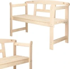 Merkloos Springos Tuinbank | Tuinbankje | Zitbank Buiten | Naaldhout | 119 X 78 X 45 Cm | Licht -Tuin Verkoop 1200x1178