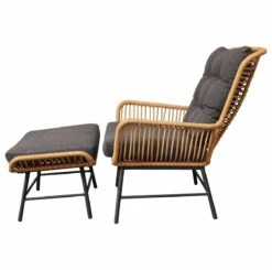 BUITEN Living Dex Wicker Loungestoel Tuin Incl. Wicker Voetenbank | Wicker + Aluminium | Bamboe Antraciet -Tuin Verkoop 1200x1190