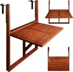 Merkloos Casaria Balkontafel - FSC®-Gecertificeerd Acaciahout – Hangend – Bruin -Tuin Verkoop 1200x1191 5