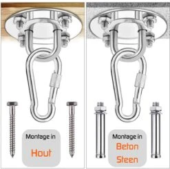 Plafondhaak – Voor Beton En Hout - Hangstoel – Hangmat – Bokszak – RVS – Binnen En Buiten – Ophangsysteem – Ophanghaak – 400KG -Tuin Verkoop 1200x1194 1