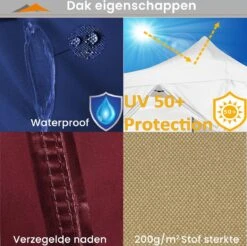 Easy Up Partytent - Partytent - Paviljoen - Partytent Opvouwbaar - Partytent 3x3 - Partytent Met Zijwanden - Inclusief Trolley - Waterdicht - UV 50+ Bescherming - Met Ramen - 16 Kg - Staal - Antraciet - 300 X 300 Cm -Tuin Verkoop 1200x1195 6