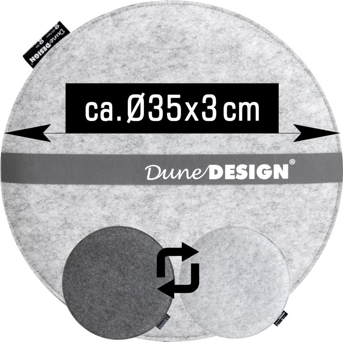 30mm Vilten Zitkussen Rond - Ø 35cm Stoelkussen Stoelpad Zacht 2-kleurig Grijs 4 30mm Vilten Zitkussen Rond - Ø 35cm Stoelkussen Stoelpad Zacht 2-kleurig Grijs - Afbeelding 2
