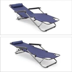 Relaxdays Ligstoel Inklapbaar - Ligbed Met Hoofdsteun - Strandstoel Verstelbaar - Camping - Donkerblauwe -Tuin Verkoop 1200x1198 4