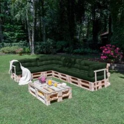 Beautissu Style – Palletkussen Set – 1x Zitkussen 120x80 Cm & 1x Rugkussen 120x40 Cm – Donker Groen -Tuin Verkoop 1200x1200 1013