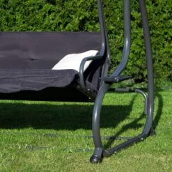 Springos Schommelbank | Linda-Schommel | 3-zits | Waterafstotend | Inclusief 2 Kussens | Verstelbare Luifel | 162 X 200 X 120 Cm | Zwart -Tuin Verkoop 1200x1200 104