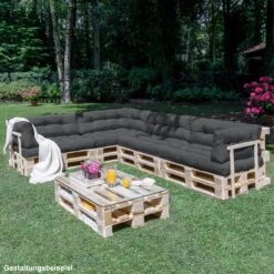 Beautissu Style – Palletkussen Set – 1x Zitkussen 120x80 Cm & 1x Rugkussen 120x40 Cm – Graphiet Grijs -Tuin Verkoop 1200x1200 1042