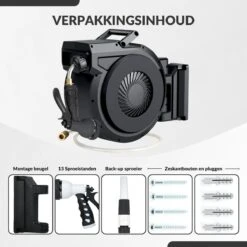 Buxibo - Wandslangenbox 20 Meter + 2 Meter - Tuinslang Met Haspel - 9 Sproei Standen - Slangenhouder 180° Draaibaar - Tuinslanghaspel Zwart+ Gratis Sproeier - Zwart -Tuin Verkoop 1200x1200 1076