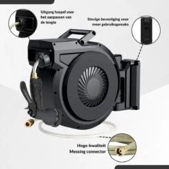 Buxibo - Wandslangenbox 20 Meter + 2 Meter - Tuinslang Met Haspel - 9 Sproei Standen - Slangenhouder 180° Draaibaar - Tuinslanghaspel Zwart+ Gratis Sproeier - Zwart -Tuin Verkoop 1200x1200 1081