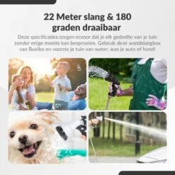 Buxibo - Wandslangenbox 20 Meter + 2 Meter - Tuinslang Met Haspel - 9 Sproei Standen - Slangenhouder 180° Draaibaar - Tuinslanghaspel Zwart+ Gratis Sproeier - Zwart -Tuin Verkoop 1200x1200 1083