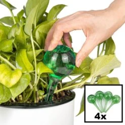 Merkloos Decopatent® 4 Stuks - Waterdruppelaar Voor Planten - Watergever - Glas - Waterbollen - Watergeefsysteem - Plantenbollen - Groen