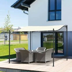 Outsunny Pergola Partytent Paviljoen Overkapping Tent Metaal Crème 297x297 Cm 84C-038 -Tuin Verkoop 1200x1200 123