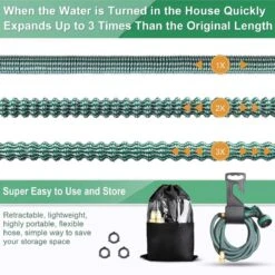 IBright Extra Sterke Uitrekbare Tuinslang - Flexibel - 15 Meter - Inclusief Opbergtas ,Sproeier ,Koppelstuk En Ophanghaak - Groen -Tuin Verkoop 1200x1200 1452