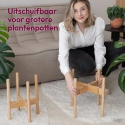 Gadgy Bamboe Plantenstandaard 2 St - Plantentafel - Plantentafeltje Voor Binnen - Plantenrek - Uitschuifbaar - Hout - Ø 20 Tot 30 Cm -Tuin Verkoop 1200x1200 1558
