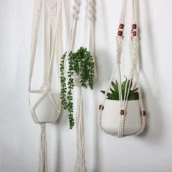 4 Stuks Plantenhangers - Boho Handgeweven Katoen Hangpot Voor Binnen/Buiten - Bloempot Met Kralen - Macramé Touw/Koord Hangplant Houder - Bohemian Wandhanger Decoratie - Verticale Tuin Plant Hanger Bloempothouder Planthanger Wit -Tuin Verkoop 1200x1200 1578