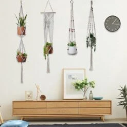 4 Stuks Plantenhangers - Boho Handgeweven Katoen Hangpot Voor Binnen/Buiten - Bloempot Met Kralen - Macramé Touw/Koord Hangplant Houder - Bohemian Wandhanger Decoratie - Verticale Tuin Plant Hanger Bloempothouder Planthanger Wit -Tuin Verkoop 1200x1200 1580