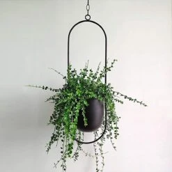 Be-Inspired® Hangende Bloempot Ovaal - Bloempot Binnen - Voor Hangplant – Plant Bloem Pot Met Opknoping – Plantenhanger - Plantenbak - Industrieel – Scandinavisch - Metaal - Zwart -Tuin Verkoop 1200x1200 1594