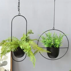 Be-Inspired® Hangende Bloempot Ovaal - Bloempot Binnen - Voor Hangplant – Plant Bloem Pot Met Opknoping – Plantenhanger - Plantenbak - Industrieel – Scandinavisch - Metaal - Zwart -Tuin Verkoop 1200x1200 1596