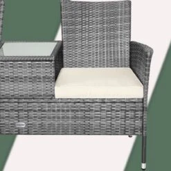 Casaria Polyrattan Tuinbank - Incl. Tafel & Kussens 7 Cm - Grijs -Tuin Verkoop 1200x1200 164