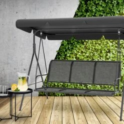 LifeGoods Schommelbank - 3-zits - Tot 250KG - Kantelbaar Dak - UV-bestendig Zonnescherm - 172x104x162cm - Grijs -Tuin Verkoop 1200x1200 227