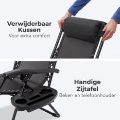 LifeGoods Opvouwbare Tuinstoelen - Verstelbaar Zonnescherm - 2 Stuks - 30°-90° Verstelbaar - Metaal - Zwart -Tuin Verkoop 1200x1200 292