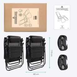 LifeGoods Opvouwbare Tuinstoelen - Verstelbaar Zonnescherm - 2 Stuks - 30°-90° Verstelbaar - Metaal - Zwart -Tuin Verkoop 1200x1200 298