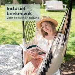 Vita5 XXL Hangstoel | Binnen&Buiten Hangnest | Incl. 2 Kussens En Boekenvak | Volwassenen&Kinderen | Hangmatstoel Tot 225kg | Beige -Tuin Verkoop 1200x1200 302