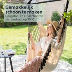 Vita5 XXL Hangstoel | Binnen&Buiten Hangnest | Incl. 2 Kussens En Boekenvak | Volwassenen&Kinderen | Hangmatstoel Tot 225kg | Beige -Tuin Verkoop 1200x1200 303