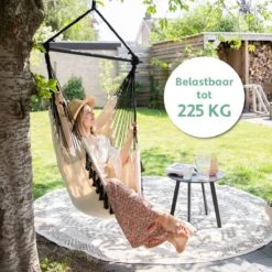 Vita5 XXL Hangstoel | Binnen&Buiten Hangnest | Incl. 2 Kussens En Boekenvak | Volwassenen&Kinderen | Hangmatstoel Tot 225kg | Beige -Tuin Verkoop 1200x1200 304