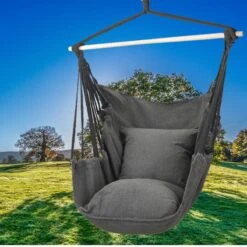 Hangmat Stoel - Hangstoel Voor Binnen Of Buiten - Incl. 2 Kussens - Zwart/Grijs Antraciet -Tuin Verkoop 1200x1200 312