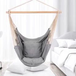 RENALUX Hangstoel Buiten En Binnen - Hangstoel Voor Binnen - Hangstoel Zonder Standaard - Hangstoel Cocoon - Gratis 2 Zachte Kussens - 150 KG - Grijs -Tuin Verkoop 1200x1200 318