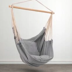 RENALUX Hangstoel Buiten En Binnen - Hangstoel Voor Binnen - Hangstoel Zonder Standaard - Hangstoel Cocoon - Gratis 2 Zachte Kussens - 150 KG - Grijs -Tuin Verkoop 1200x1200 320