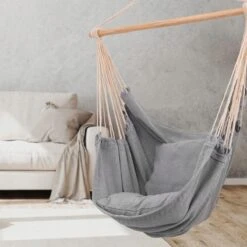 RENALUX Hangstoel Buiten En Binnen - Hangstoel Voor Binnen - Hangstoel Zonder Standaard - Hangstoel Cocoon - Gratis 2 Zachte Kussens - 150 KG - Grijs -Tuin Verkoop 1200x1200 321