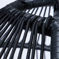 Merkloos Hangstoel Norway - Zwart Wicker & Touw Luxe Egg Hangstoel Met Dikke Antraciete Kussens Met Frame - Inklapbare Basket -Tuin Verkoop 1200x1200 322