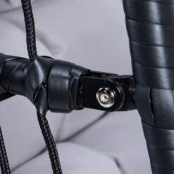 Merkloos Hangstoel Norway - Zwart Wicker & Touw Luxe Egg Hangstoel Met Dikke Antraciete Kussens Met Frame - Inklapbare Basket -Tuin Verkoop 1200x1200 324