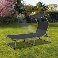 Sens Design Zonnebed - Ligbed Inklapbaar Met Zonneklep - Grijs -Tuin Verkoop 1200x1200 343