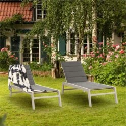 Blumfeldt Renazzo Lounge Ligstoel - Ligbed Voor De Tuin - Aluminium Tuinstoel - 6 Standen - Waterafstotend - Bekleding Van 70 % Pvc En 30 % Polyetheen - Grijs -Tuin Verkoop 1200x1200 356