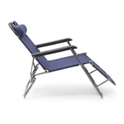Relaxdays Ligstoel Inklapbaar - Ligbed Met Hoofdsteun - Strandstoel Verstelbaar - Camping - Donkerblauwe -Tuin Verkoop 1200x1200 402