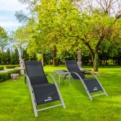 MaxxGarden Ligbed Set - 2 Stuks Zwart - Met Tafel - Sun Loungers - Loungebed -Tuin Verkoop 1200x1200 419