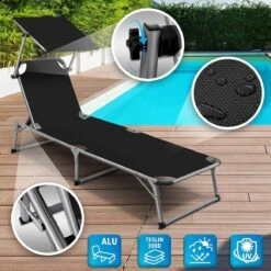 Sens Design Zonnebed - Ligbed Inklapbaar Met Zonneklep - Zwart -Tuin Verkoop 1200x1200 423
