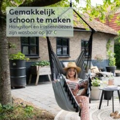 Vita5 XXL Hangstoel | Binnen&Buiten Hangnest | Incl. 2 Kussens En Boekenvak | Volwassenen&Kinderen | Hangmatstoel Tot 225kg | Grijs -Tuin Verkoop 1200x1200 452